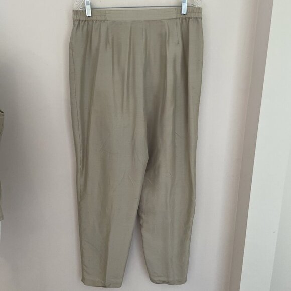 I.S.C. 100% Silk Tunic & Embroidered Pant Set Women's Large Beige Floral Luxury - Picture 5 of 12